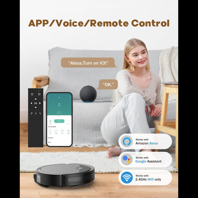 Aristell V3 2 In 1 Robot Vacuum And Mop Combo，5000Pa Suction, Works